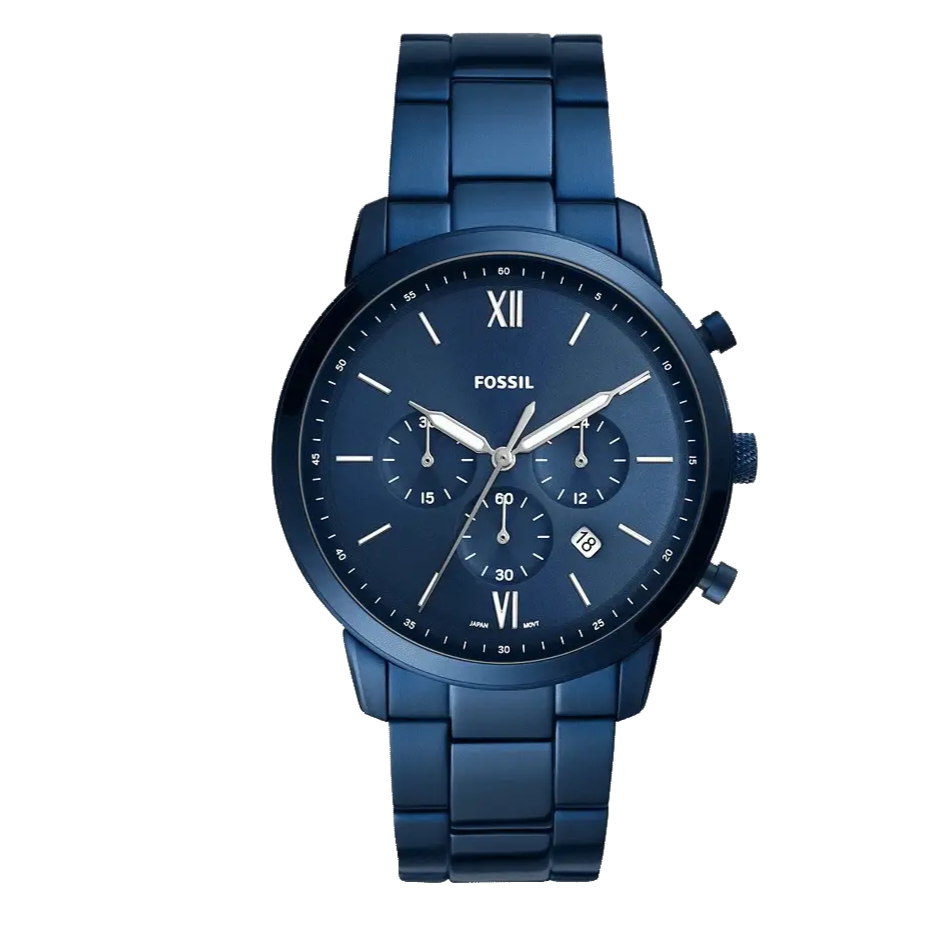  Shop Authentic Fossil Neutra Chronograph Blue Dial Blue Steel Strap Watch for Men - FS5826 - Luxxuri