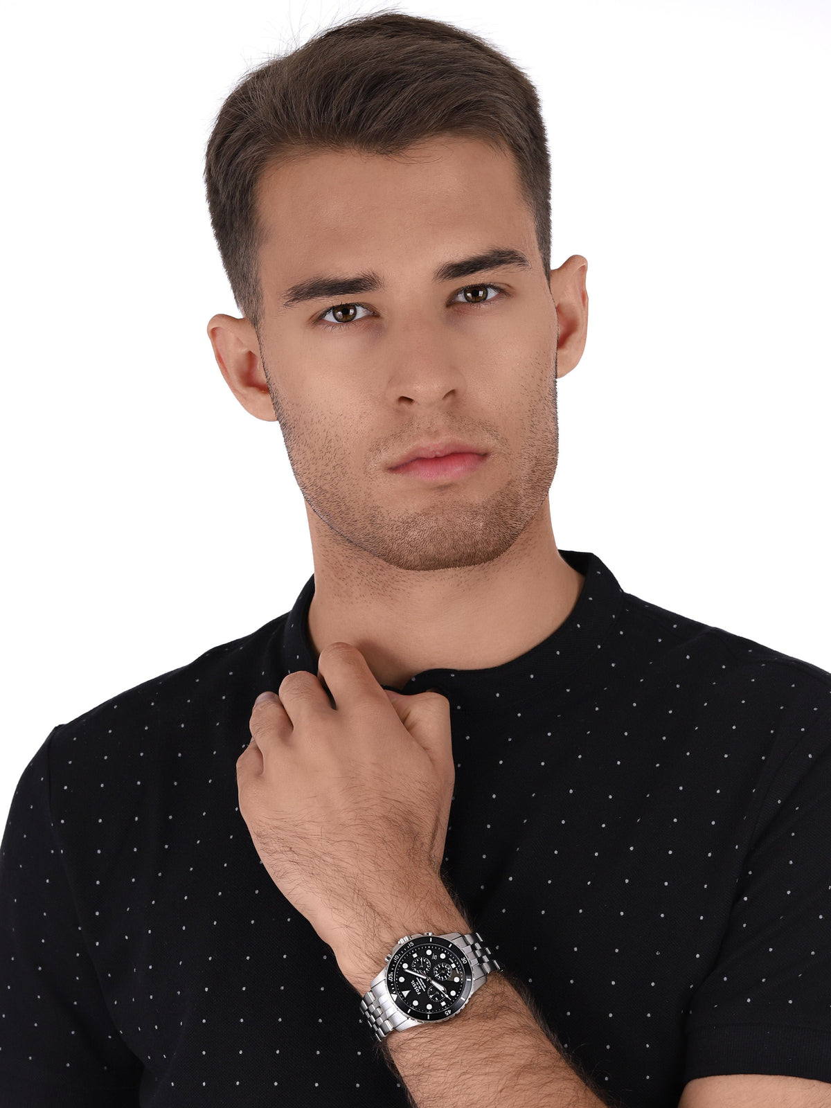  Shop Authentic Fossil FB-01 Chronograph Black Dial Silver Steel Strap Watch for Men - FS5837 - Luxxuri