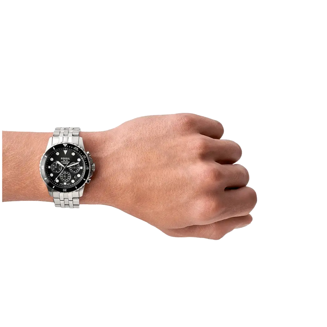  Shop Authentic Fossil FB-01 Chronograph Black Dial Silver Steel Strap Watch for Men - FS5837 - Luxxuri