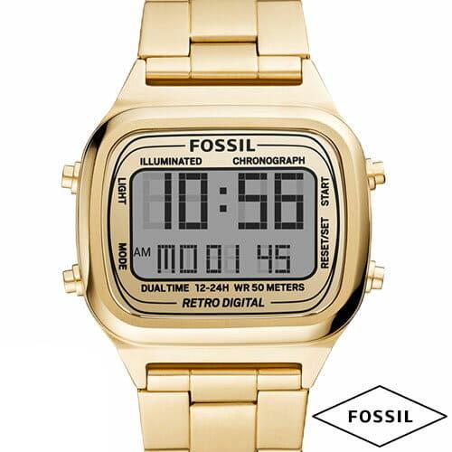  Shop Authentic Fossil Retro Digital Gold Dial Gold Steel Strap Watch for Men - FS5843 - Luxxuri