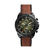 Fossil Bronson Chronograph Black Dial Brown Leather Strap Watch for Men - FS5856