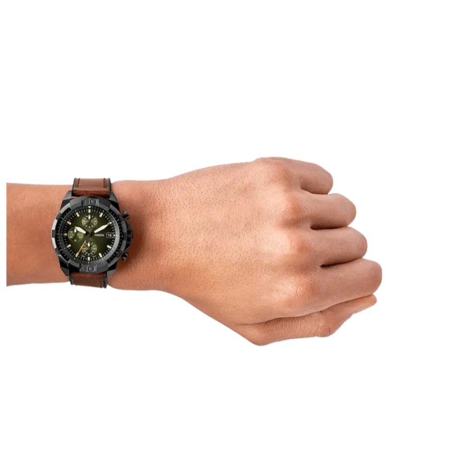  Shop Authentic Fossil Bronson Chronograph Black Dial Brown Leather Strap Watch for Men - FS5856 - Luxxuri