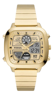 Fossil Retro Analog-Digital Gold Dial Gold Steel Strap Watch for Men - FS5889