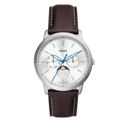  Shop Authentic Fossil Neutra Minimalist Moonphase Silver Dial Brown Leather Strap Watch for Men - FS5905 - Luxxuri