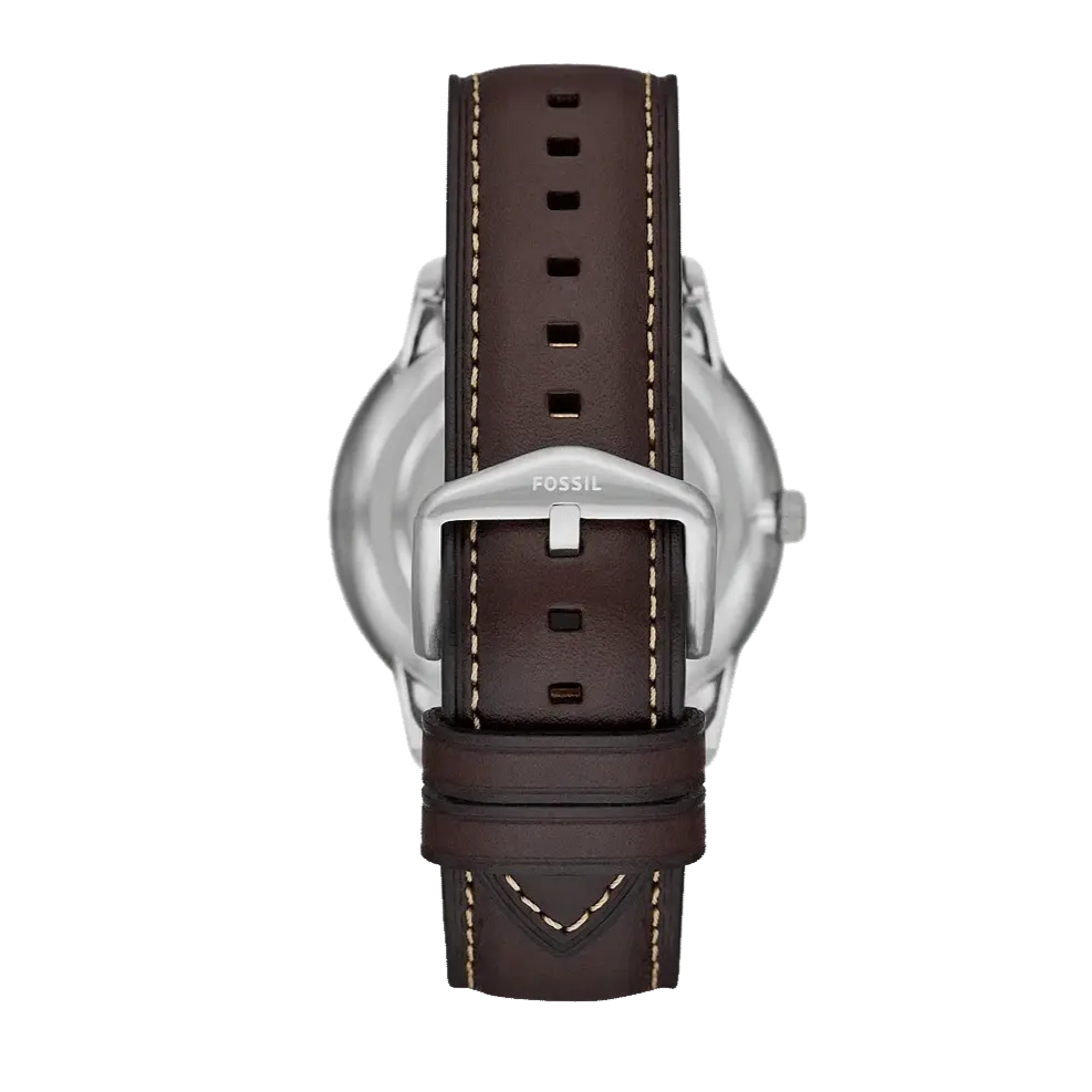 Shop Authentic Fossil Neutra Minimalist Moonphase Silver Dial Brown Leather Strap Watch for Men - FS5905 - Luxxuri
