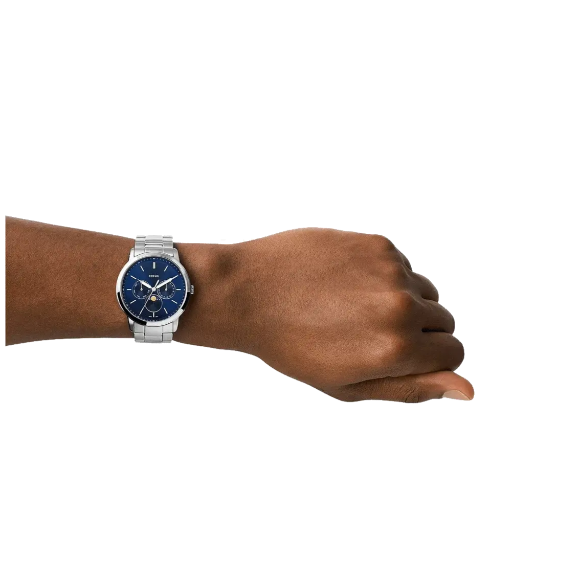  Shop Authentic Fossil Neutra Minimalist Moonphase Blue Dial Silver Steel Strap Watch for Men - FS5907 - Luxxuri