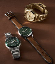  Shop Authentic Fossil Everett Chronograph Green Dial Silver Steel Strap Watch for Men - FS5964 - Luxxuri