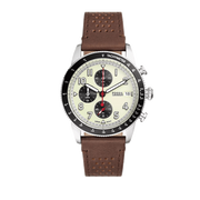  Shop Authentic Fossil Sport Tourer Chronograph White Dial Brown Leather Strap Watch for Men - FS6042 - Luxxuri