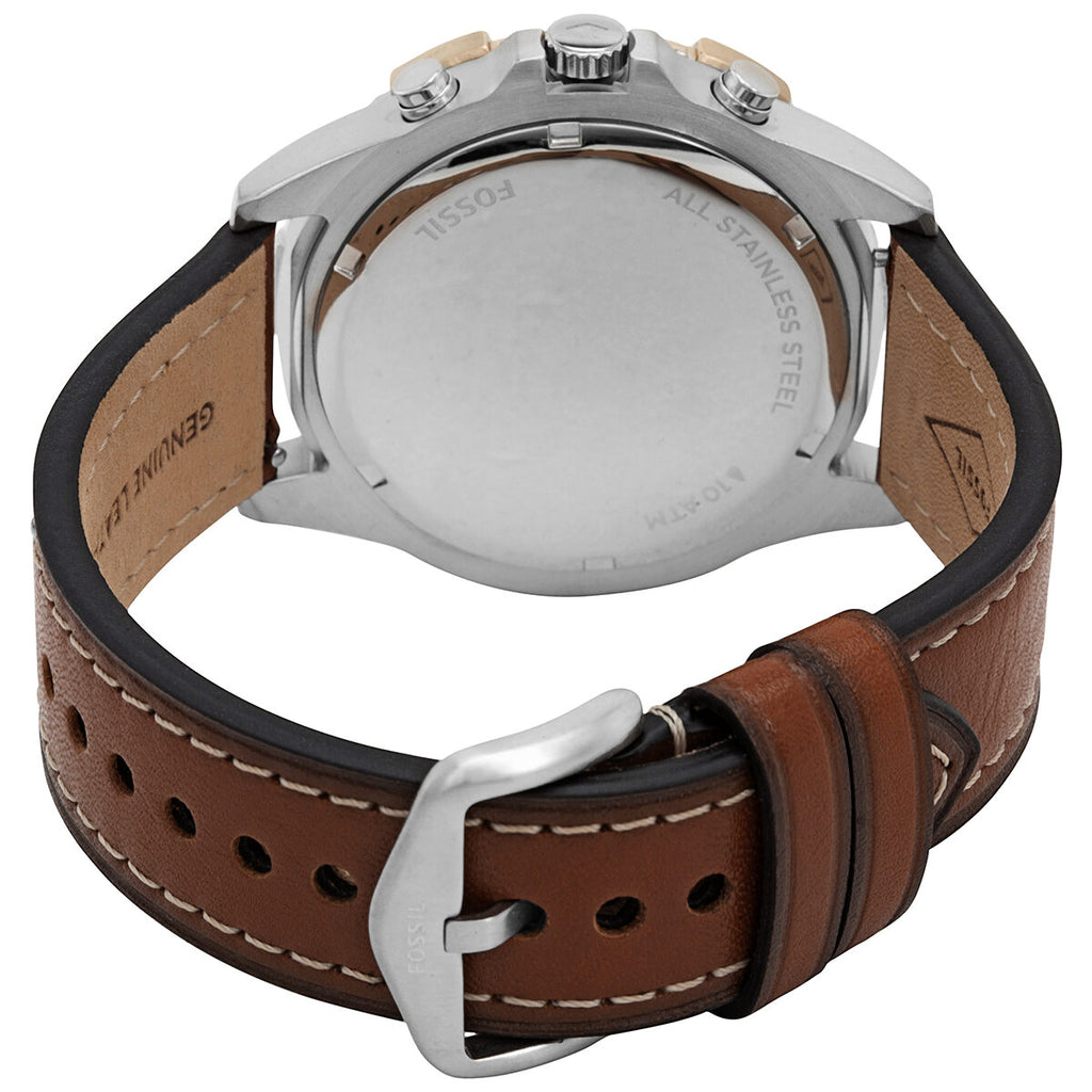  Shop Authentic Fossil Garrett Chronograph Blue Dial Brown Leather Strap Watch for Men - FS5625 - Luxxuri