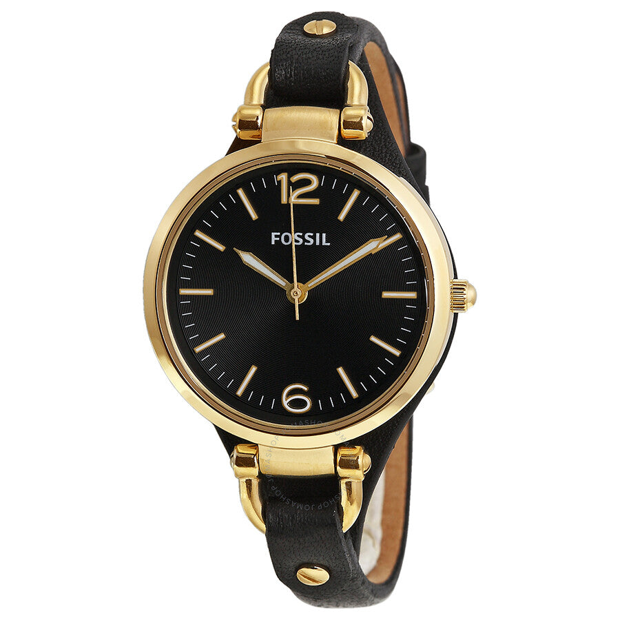  Shop Authentic Fossil Georgia Black Dial Black Leather Strap Watch for Women - ES3148 - Luxxuri