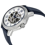  Shop Authentic Fossil Grant Automatic Skeleton White Dial Black Leather Strap Watch for Men - ME3101 - Luxxuri