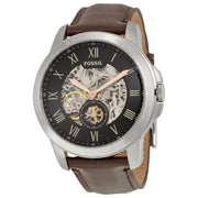  Shop Authentic Fossil Grant Automatic Skeleton Black Dial Brown Leather Strap Watch for Men - ME3095 - Luxxuri