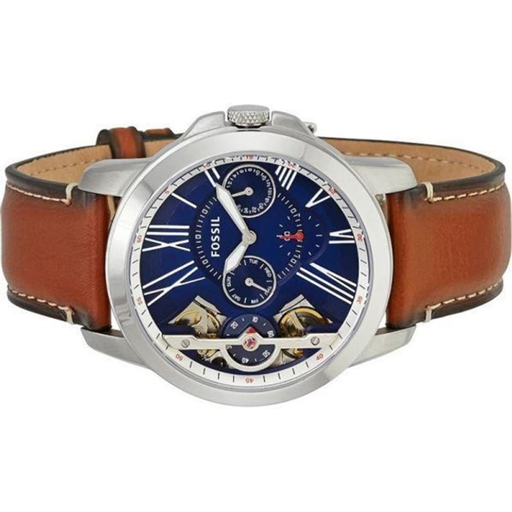  Shop Authentic Fossil Grant Twist Multifunction Blue Dial Brown Leather Strap Watch for Men - ME1161 - Luxxuri
