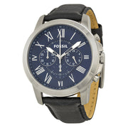  Shop Authentic Fossil Grant Chronograph Blue Dial Black Leather Strap Watch for Men - FS4990 - Luxxuri