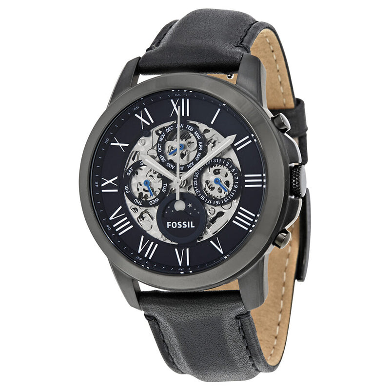  Shop Authentic Fossil Grant Automatic Black Dial Black Leather Strap Watch for Men - ME3028 - Luxxuri