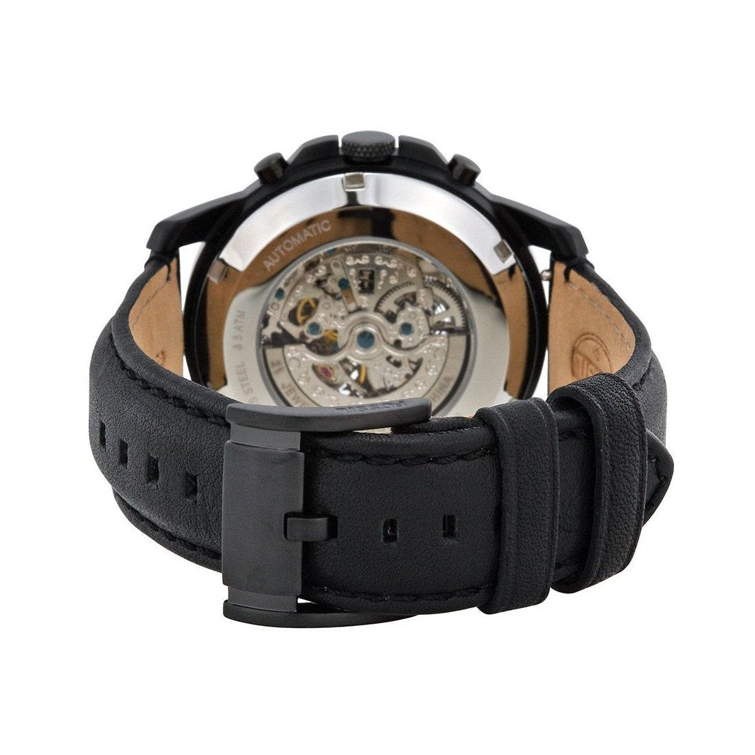  Shop Authentic Fossil Grant Automatic Black Dial Black Leather Strap Watch for Men - ME3028 - Luxxuri