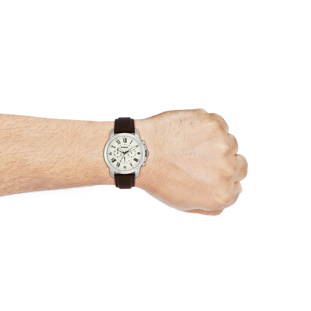  Shop Authentic Fossil Grant Chronograph White Dial Brown Leather Strap Watch for Men - FS4735 - Luxxuri