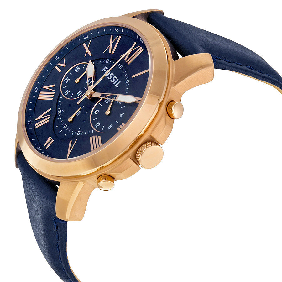  Shop Authentic Fossil Grant Chronograph Blue Dial Blue Leather Strap Watch for Men - FS4835 - Luxxuri