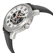  Shop Authentic Fossil Grant Automatic Skeleton White Dial Black Leather Strap Watch for Men - ME3101 - Luxxuri