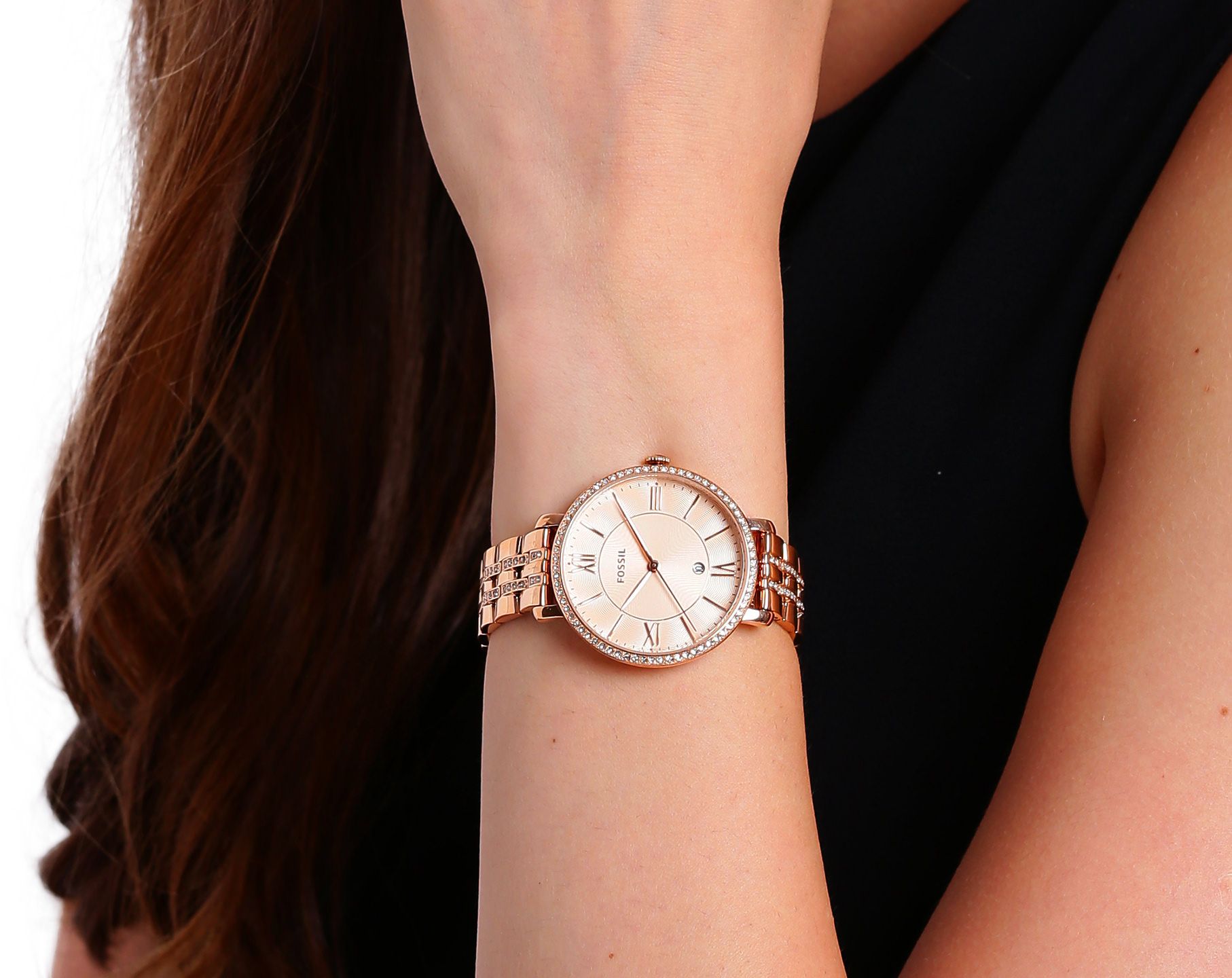  Shop Authentic Fossil Jacqueline Rose Gold Dial Rose Gold Steel Strap Watch for Women - ES3546 - Luxxuri
