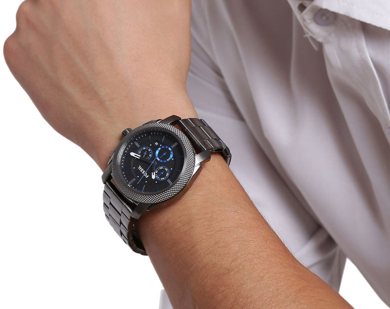  Shop Authentic Fossil Machine Chronograph Brown Dial Grey Steel Strap Watch for Men - FS4931 - Luxxuri