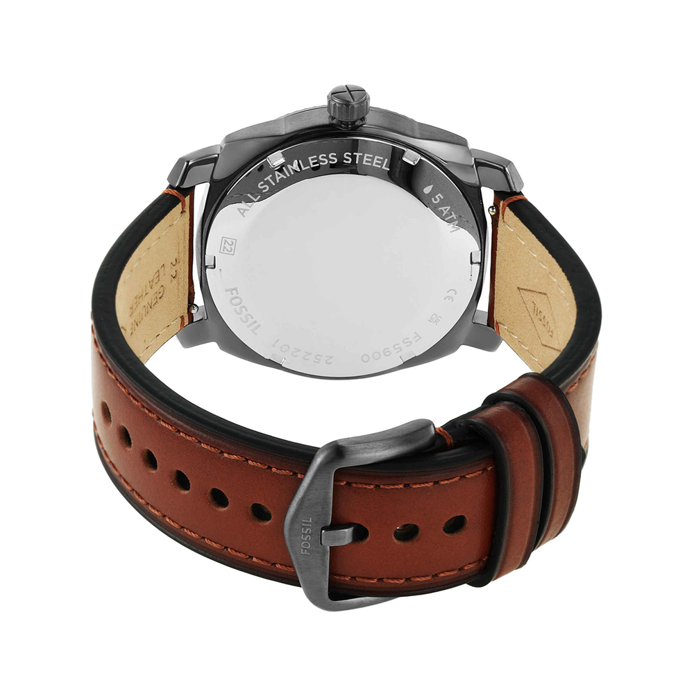  Shop Authentic Fossil Machine Chronograph Black Dial Brown Leather Strap Watch for Men - FS5234 - Luxxuri