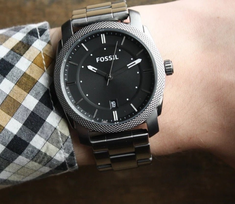  Shop Authentic Fossil Machine Chronograph Black Dial Grey Steel Strap Watch for Men - FS4774 - Luxxuri
