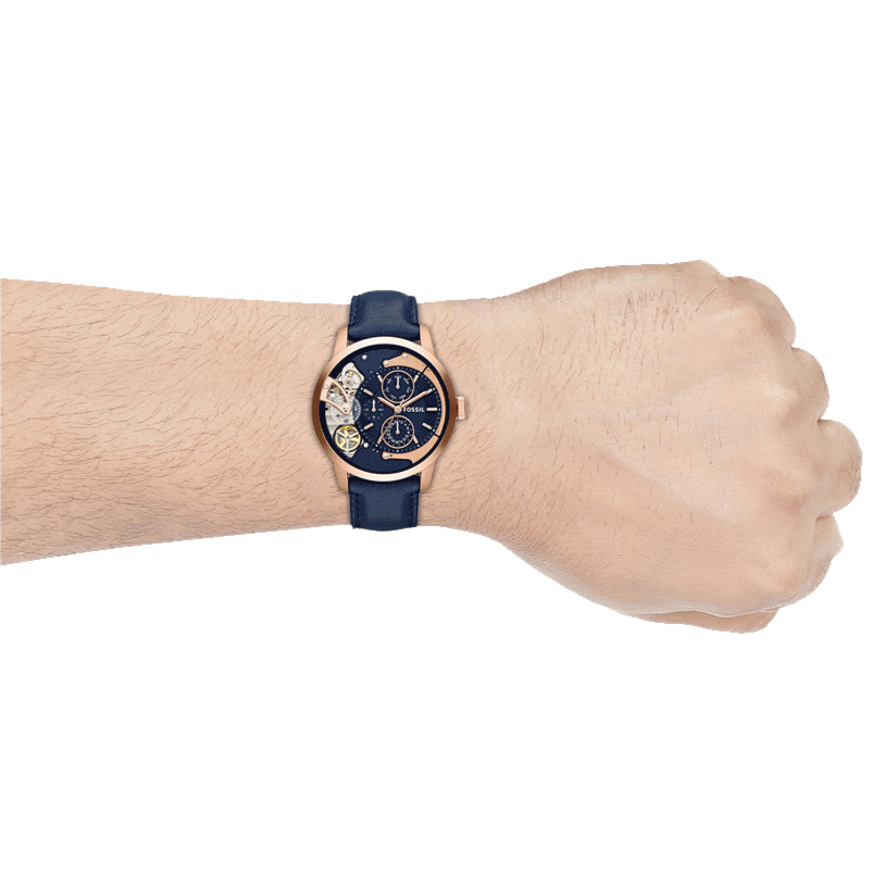  Shop Authentic Fossil Townsman Twist Skeleton Blue Dial Blue Leather Strap Watch for Men -  ME1138 - Luxxuri