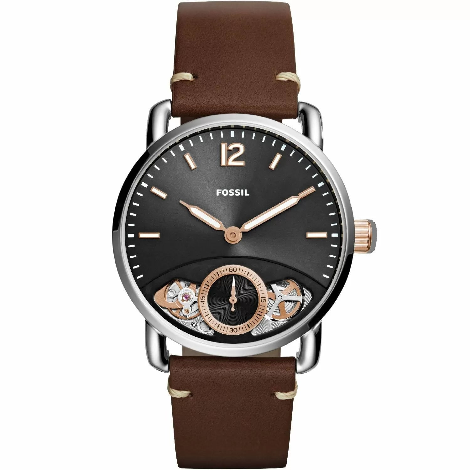  Shop Authentic Fossil The Commuter Twist Black Dial Brown Leather Strap Watch for Men -  ME1165 - Luxxuri
