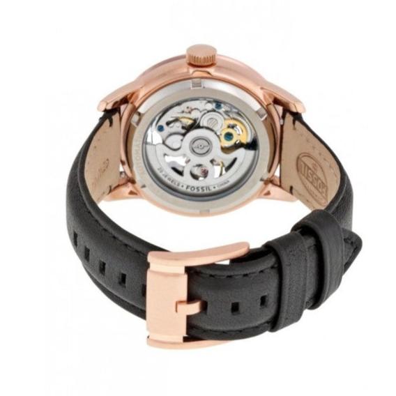  Shop Authentic Fossil Townsman Automatic Skeleton Black Dial Black Leather Strap Watch for Men - ME3084 - Luxxuri