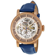  Shop Authentic Fossil Original Boyfriend Skeleton White Dial Blue Leather Strap Watch for Women - ME3086 - Luxxuri