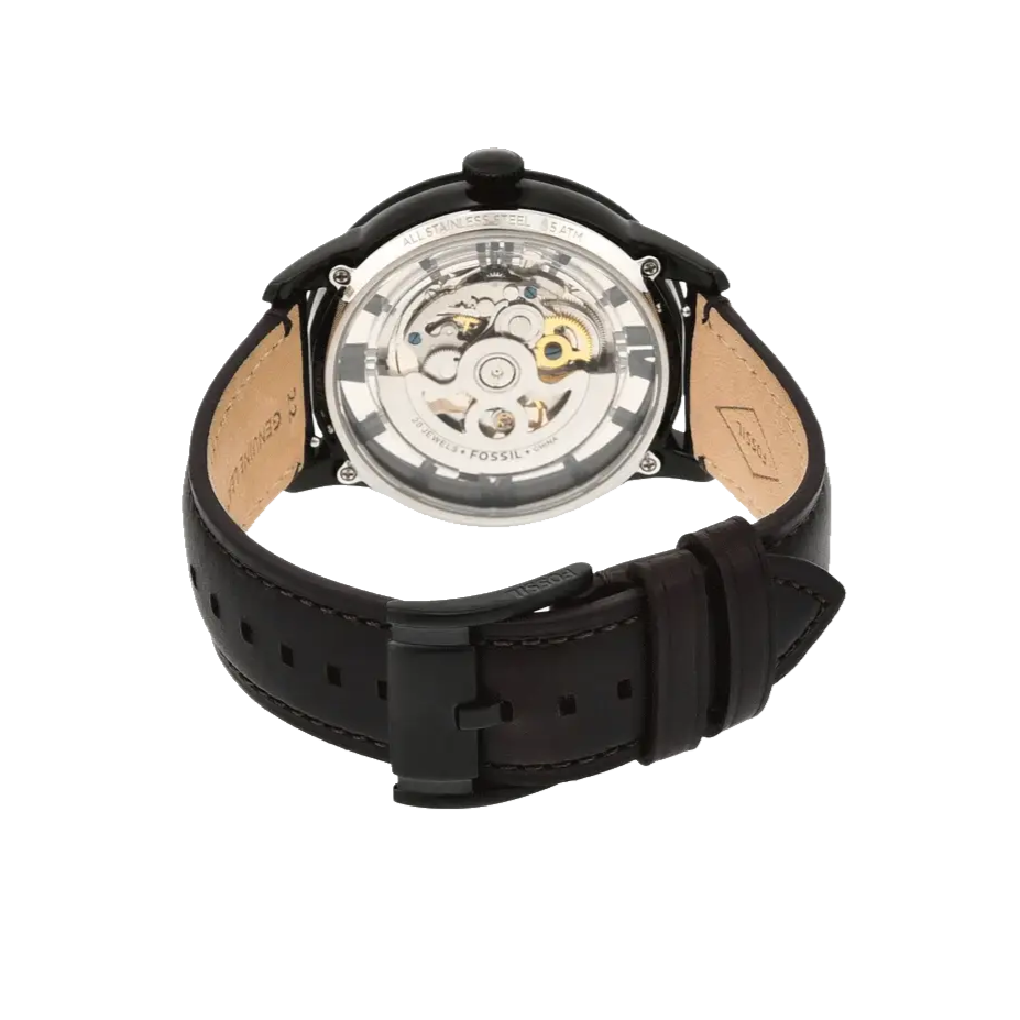  Shop Authentic Fossil Townsman Automatic Skeleton Brown Dial Brown Leather Strap Watch for Men - ME3098 - Luxxuri