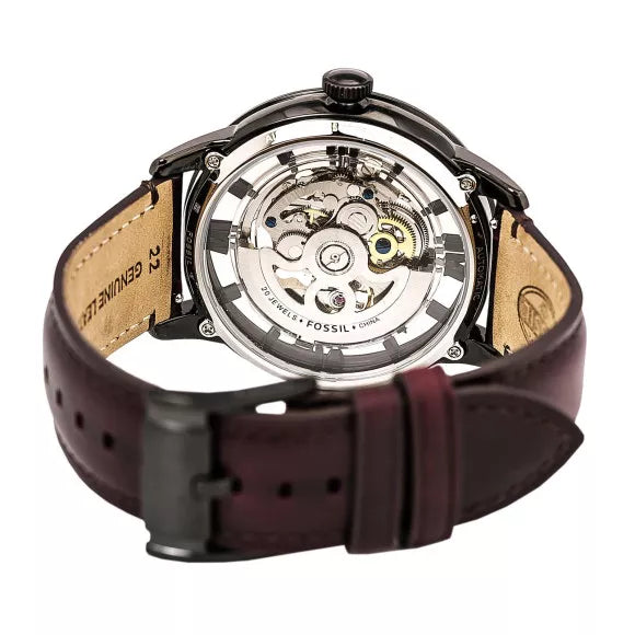  Shop Authentic Fossil Townsman Automatic Skeleton Brown Dial Brown Leather Strap Watch for Men - ME3098 - Luxxuri
