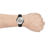  Shop Authentic Fossil Grant Automatic Skeleton White Dial Black Leather Strap Watch for Men - ME3101 - Luxxuri