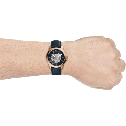  Shop Authentic Fossil Grant Automatic Skeleton Blue Dial Blue Leather Strap Watch for Men - ME3102 - Luxxuri