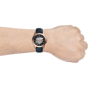  Shop Authentic Fossil Grant Automatic Skeleton Blue Dial Blue Leather Strap Watch for Men - ME3102 - Luxxuri