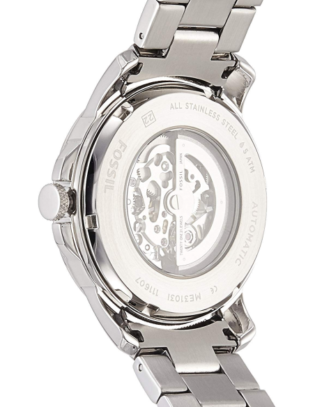  Shop Authentic Fossil Grant Automatic Skeleton Black Dial Silver Steel Strap Watch for Men - ME3103 - Luxxuri