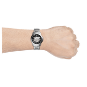  Shop Authentic Fossil Grant Automatic Skeleton Black Dial Silver Steel Strap Watch for Men - ME3103 - Luxxuri