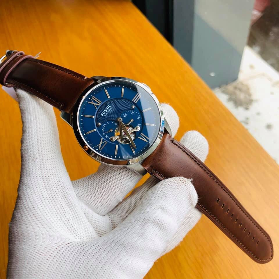  Shop Authentic Fossil Townsman Automatic Blue Dial Brown Leather Strap Watch for Men - ME3110 - Luxxuri