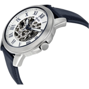  Shop Authentic Fossil Grant Automatic Skeleton Silver Dial Blue Leather Strap Watch for Men - ME3111 - Luxxuri