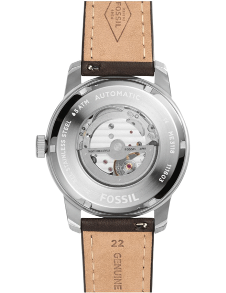  Shop Authentic Fossil Pilot 54 Automatic Black Dial Brown Leather Strap Watch for Men - ME3118 - Luxxuri