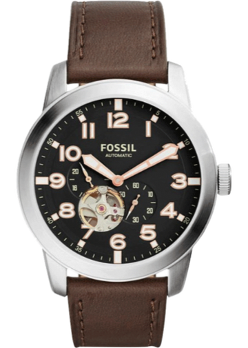  Shop Authentic Fossil Pilot 54 Automatic Black Dial Brown Leather Strap Watch for Men - ME3118 - Luxxuri