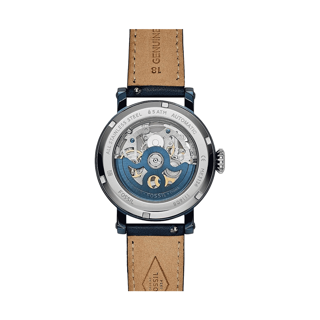  Shop Authentic Fossil Boyfriend Skeleton Blue Dial Blue Leather Strap Watch for Women - ME3136 - Luxxuri