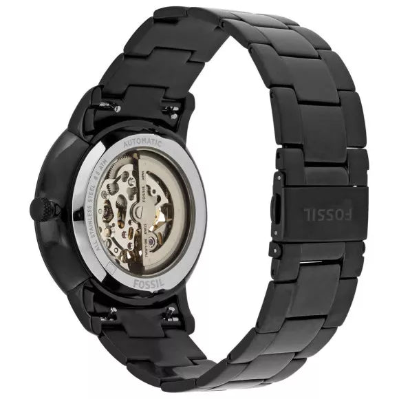  Shop Authentic Fossil Neutra Automatic Skeleton Black Dial Black Steel Strap Watch for Men - ME3183 - Luxxuri