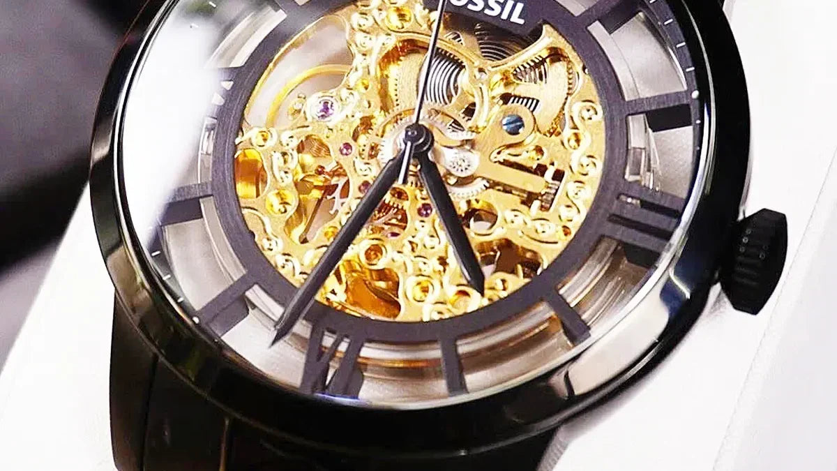  Shop Authentic Fossil Townsman Automatic Skeleton Black Dial Black Steel Strap Watch for Men - ME3197 - Luxxuri