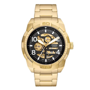 Fossil Bronson Automatic Skeleton Black Dial Gold Steel Strap Watch for Men - ME3257