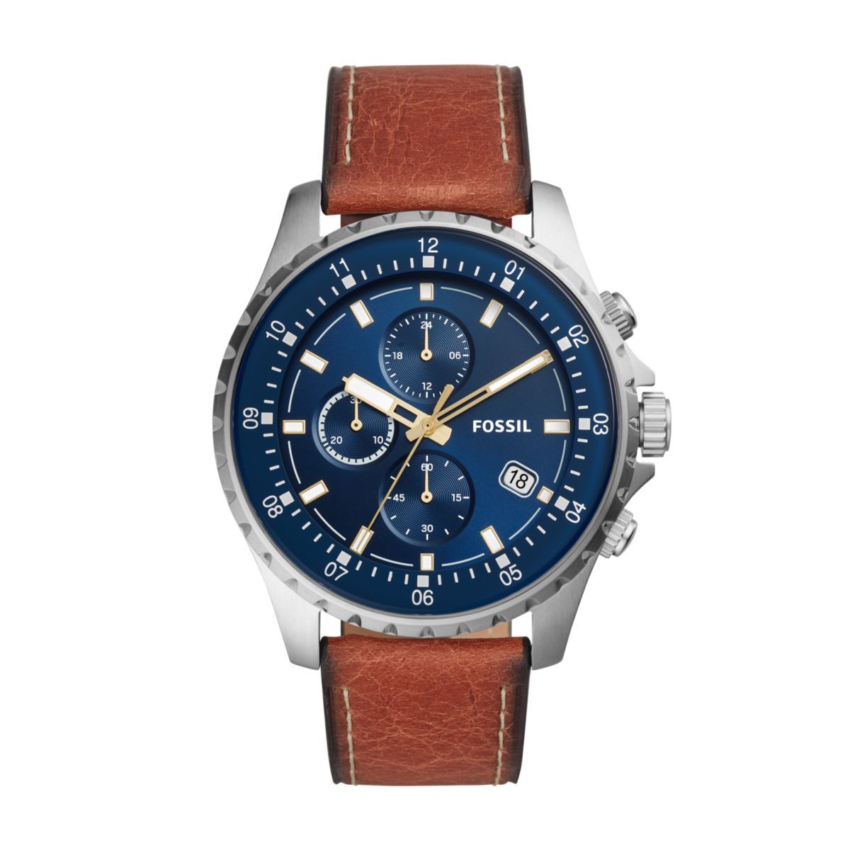  Shop Authentic Fossil Dillinger Luggage Chronograph Blue Dial Brown Leather Strap Watch for Men - FS5675 - Luxxuri