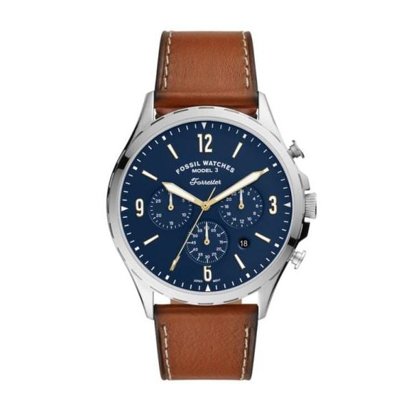  Shop Authentic Fossil Forrester Chronograph Blue Dial Brown Leather Strap Watch for Men -  S5607 - Luxxuri