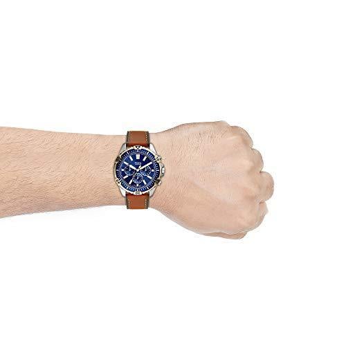  Shop Authentic Fossil Garrett Chronograph Blue Dial Brown Leather Strap Watch for Men - FS5625 - Luxxuri