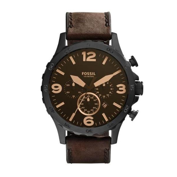  Shop Authentic Fossil Nate Chronograph Brown Dial Brown Leather Strap Watch for Men - JR1487 - Luxxuri
